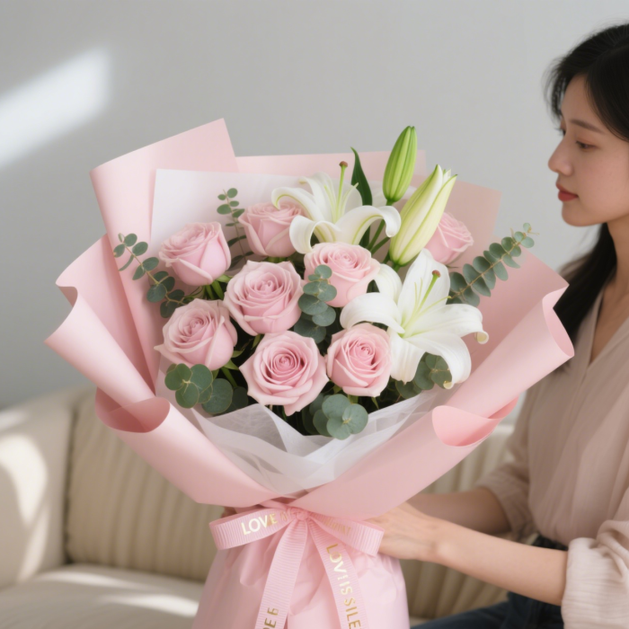 百事合意/粉玫瑰香水百合
